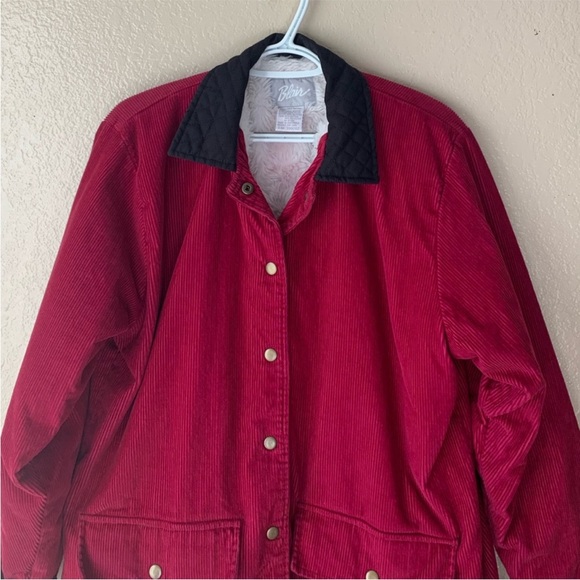 BLAIR Burgundy Corduroy snap front Fleece Lined Barn Chore Coat Size L - Picture 2 of 4